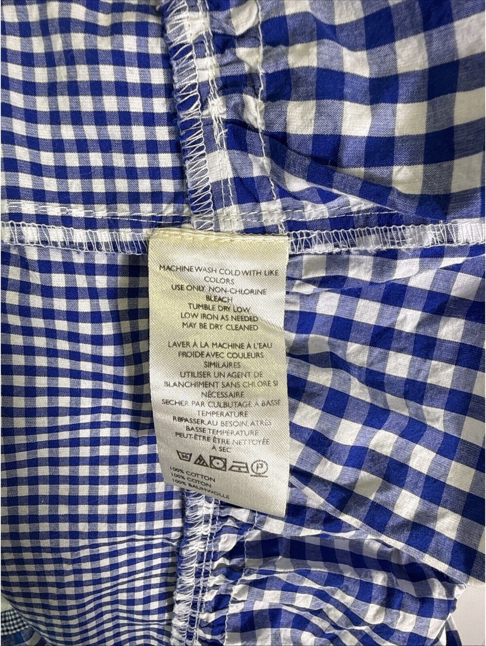 Anthropologie Blue and White Gingham Tiered Shirt Dress - Picture 5 of 7